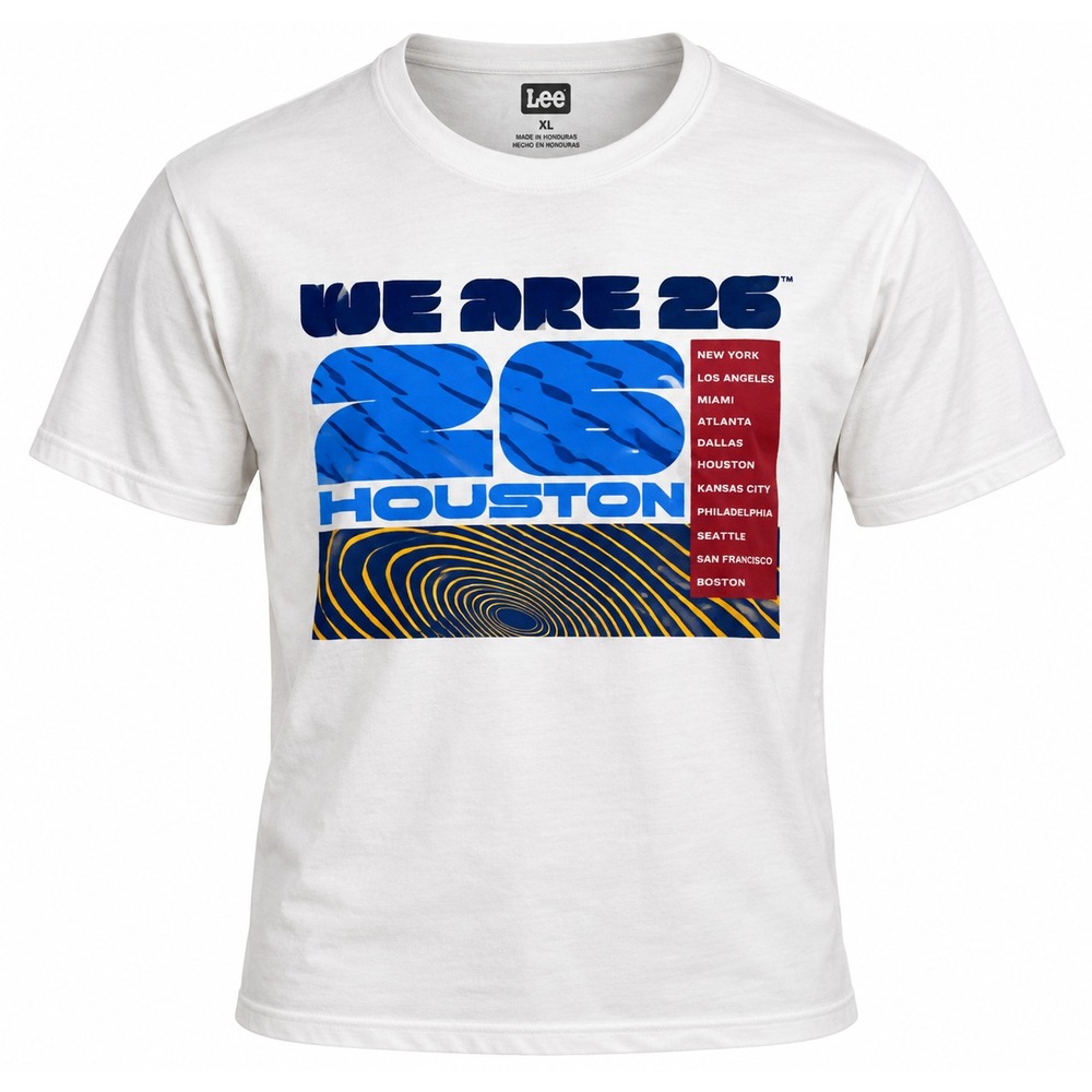 FIFA World Cup 2026 We Are 26 Houston Mens XL White T-Shirt Official Licensed